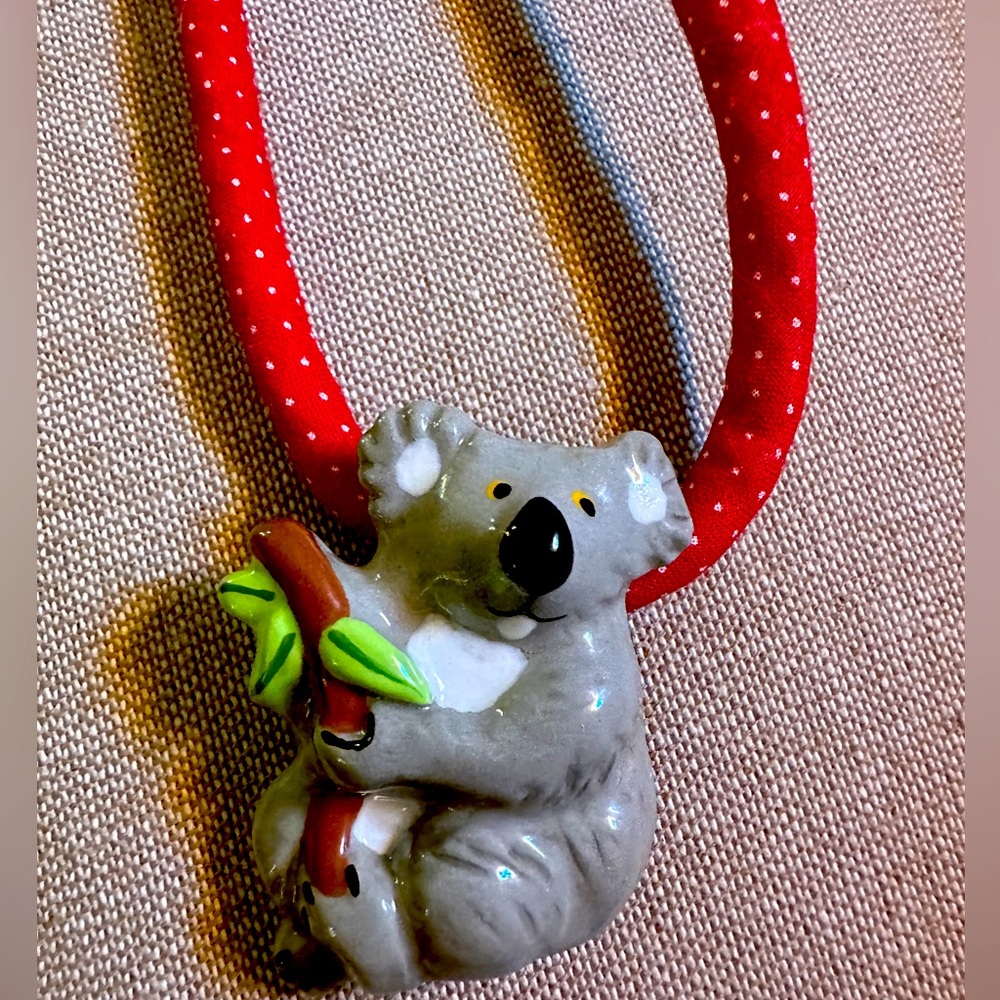 Rare Flying colors ceramic koala necklace